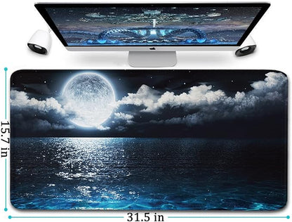 Naukay Large Mouse Pad, 31.5x15.7 inch Large Extended Computer Keyboard Mouse Mat, Water Resist Non-Slip Mousepad Rubber Base Long XXL Gaming Mouse Pad for Work & Gaming, Office & Home