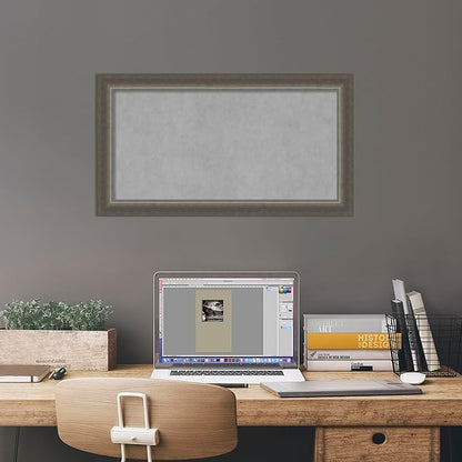 Amanti Art Silver Framed Magnetic Board 15x27 Small Vision Board for use with Magnets, 100% Metal Sheet to Display Items as Office Decor or for Home Organization in mudroom, Kitchen or Kids Room