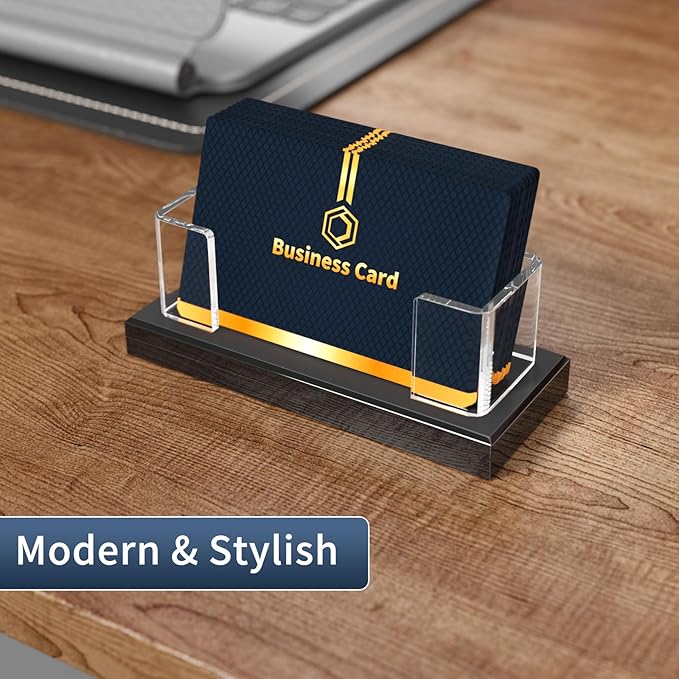 NIUBEE Acrylic Business Card Holder: Clear Plastic Business Cards Display Stand for Desk - Gift Card Organizer for Office 4 Pieces