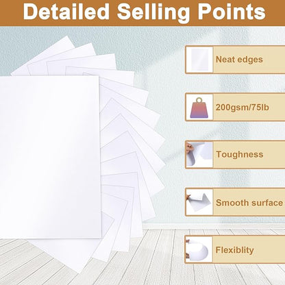 Silunkia 100 Sheets White Shimmer Cardstock 8.5 x 11 Certificate Paper, 75lb Glossy White Card Stock Printer Paper for Thank You Cards, Business Cards, Wedding Invitations, Scrapbooking