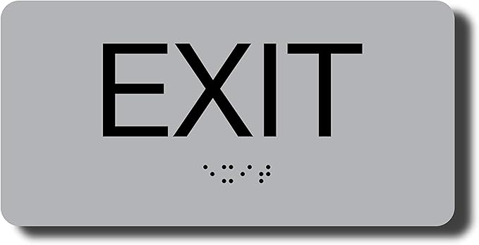 ADA Compliant Sign with Braille (6" x 3", Exit, Pearl Grey)