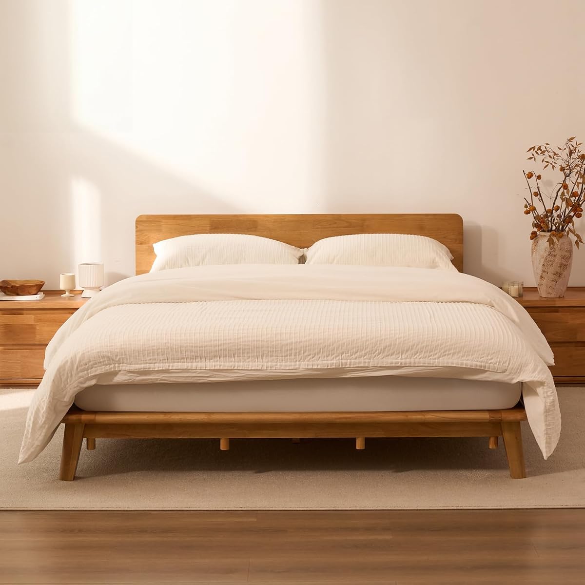FLEXISPOT Hako G1 Queen Solid Wood Platform Bed with Tool-Free Assembly