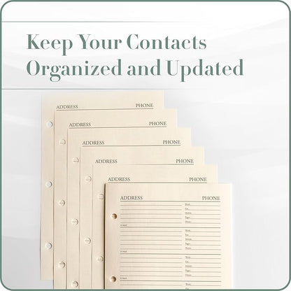 Gallery Leather Address Book Refill Replacement Pages - 3 Ring 5.5 x 8 Size, 15 Sheets, 30 Pages for 180 Entries, Quick and Easy Contact Storage and Updates