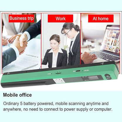 Ymiko A4 Document Scanner Portable High Resolution 900 DPI Multifunctional Handheld Image Scanner for Home Office Banking Library (Green)