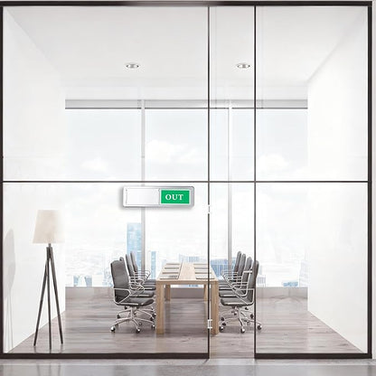 In or Out Door Sign, Sliding Status Indicator for Office Home Meeting Room, Red Green In Out Slider Sign (Silver)