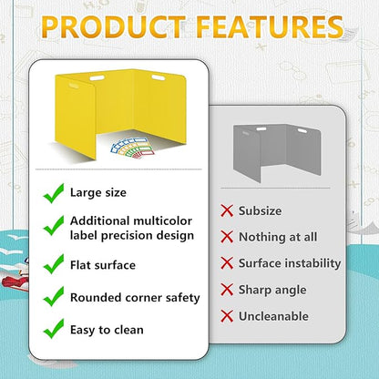 24 Pcs Desk Dividers for Students 14 × 17.5 × 14 Inch Plastic Waterproof Privacy Folders Shields Test Dividers with Yellow Classroom Privacy Boards for School Study Teacher Supplies(Yellow)
