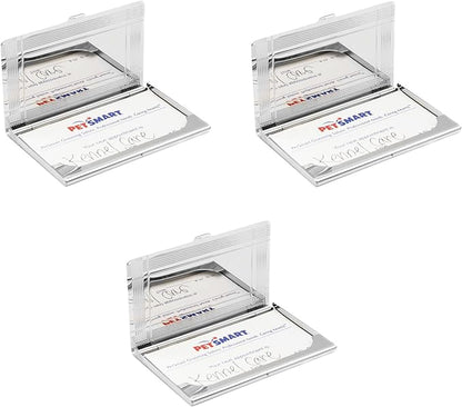Stephanie Imports Set of 3 Slim & Minimalist Metal Business Card Holder Unisex Case (Silver Crossing)