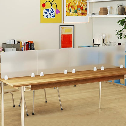 tonchean 4PCS Desk Dividers Office Partitions, Privacy Desk Panel Protective, Frosted Acrylic Shield with Clamps for Offices Schools Call Centers - 23.6”L X15.8”W