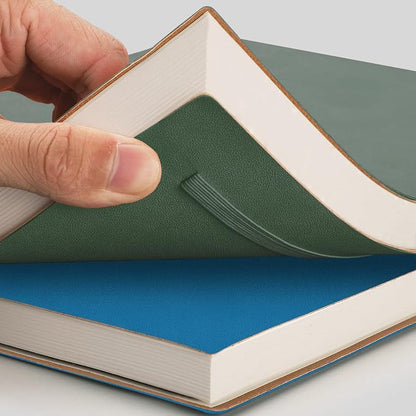 AHGXG Lined Journal Notebook, 408 Numbered Pages, A5 Size (5.7'' x 8.3'') | 2 Pack, for Men & Women, Journaling, Writing, Work & Office, Leather Hardcove (Green Blue)
