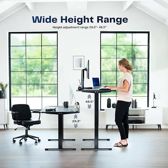 VIVO Electric 60 x 24 in Standing Desk, Memory Height Adjustment, 1B Series, Holds 220 lbs, One-Piece Dark Walnut Top, White Frame, DESK-KIT-1W6D