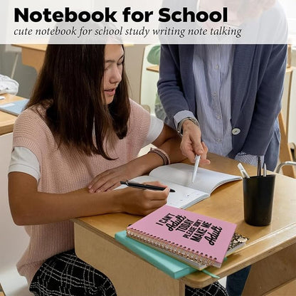 Funny Notebook with Pen Set I Can't Adult Today, A5 Spiral Journal for Women and Teens, 18th Birthday Gifts for Girls, 80 Sheets College Ruled Sarcastic Office Stationery, Humorous Pink Diary