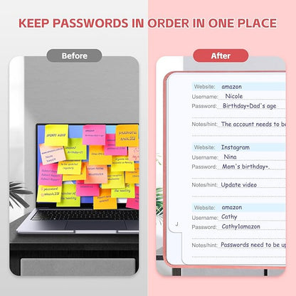 Password Keeper Book with Alphabetical Tabs，4.3"x5.7" Small Password Books for Seniors Password Notebook for Internet Website Address Log in Detail (Pink)