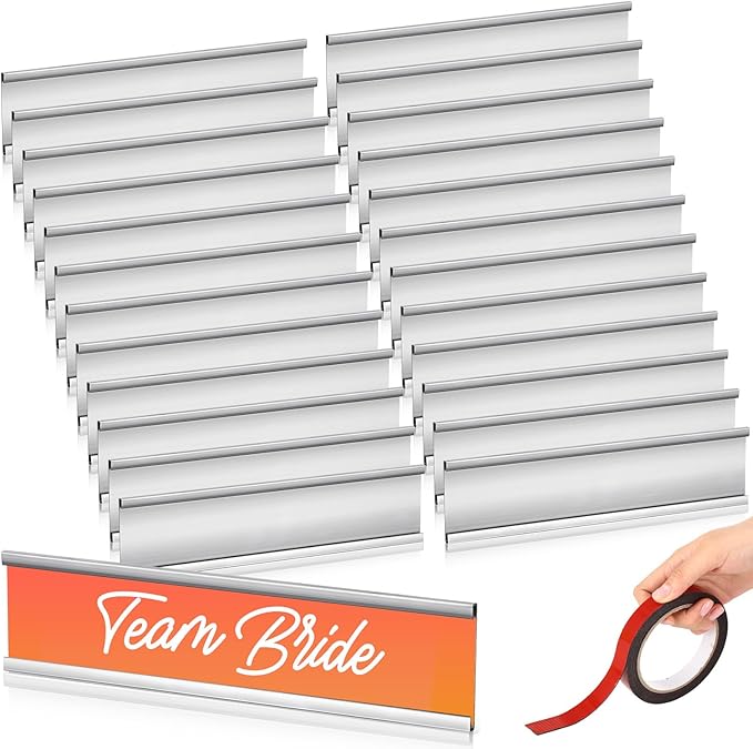 Leifide 24 Pack Name Plates for Doors, 2 x 8 Inches Aluminum Office Name Plate Holder for Wall, Meeting Room, Office, Business Department, Desk, Warning Area