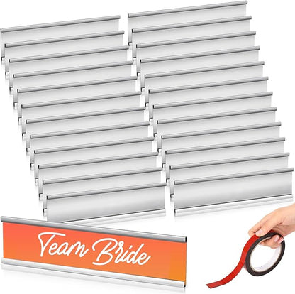 Leifide 24 Pack Name Plates for Doors, 2 x 8 Inches Aluminum Office Name Plate Holder for Wall, Meeting Room, Office, Business Department, Desk, Warning Area