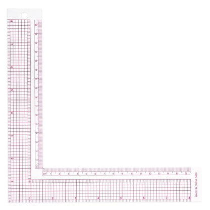 Plastic L-Square Ruler, 1 PCS 90 Degree Measure Tailor Ruler Clear Square Framing Fabric Sewing Measuring Supplies for Pattern Making