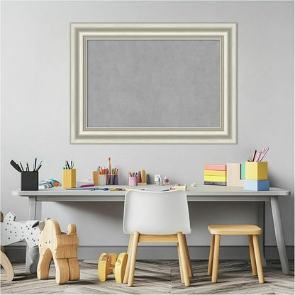 Amanti Art Silver Framed Magnetic Board 22x30 Medium Vision Board for use with Magnets, 100% Metal Sheet to Display Items as Office Decor or for Home Organization in mudroom, Kitchen or Kids Room