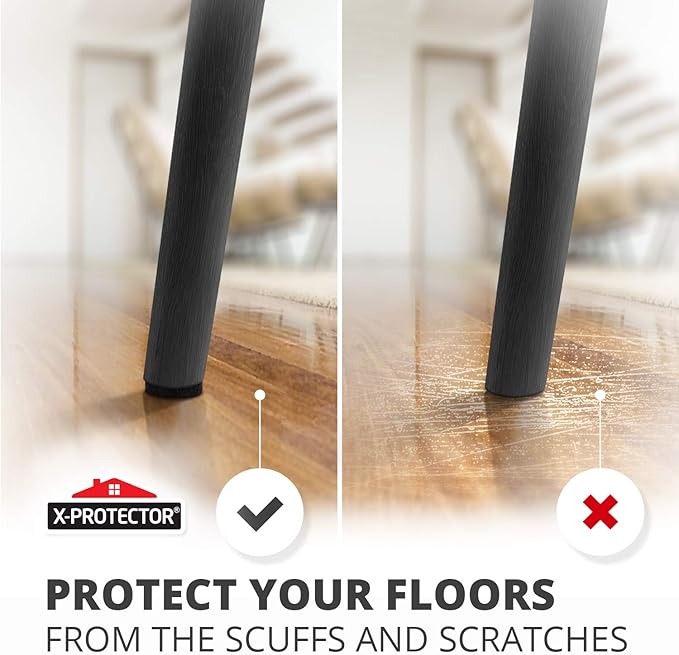 Felt Furniture Pads X-Protector - 48 PCS 1" - Premium Felt Pads Floor Protectors - Furniture Feet Wood Floors Protectors - Prevent Scratches, Annoying Noise & Protect Your Hard Surfaces! (Black)