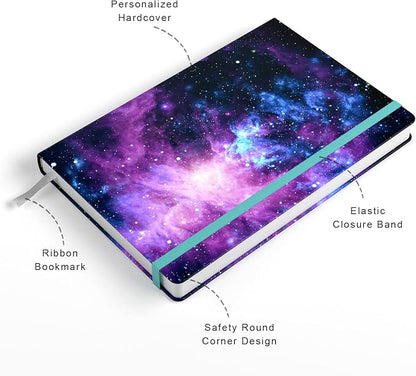Lined Journal Notebook, Hardcover Journal for Women, Medium 5.7 x 8.4 in, 160 Pages Thick Paper, Cute Aesthetic Floral College Ruled Notebook for Writing Journaling Work School Office, Universe