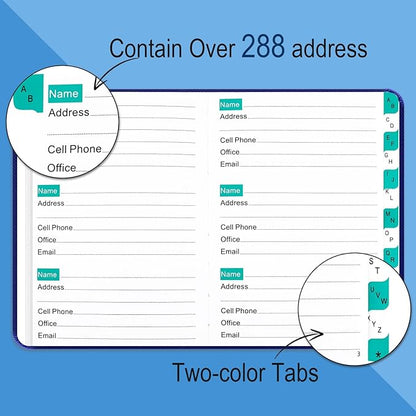 BLESWIN Address Book – Telephone and Address Book with Alphabetic Tabs for Safely Storing Contacts, Small-Sized (6.1″ x 4.7″) Hardback Cover – Dark Blue