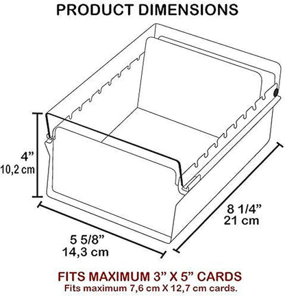 Acrimet 3 x 5 Card File Holder Organizer Box Metal Base Heavy Duty (AZ Index Cards and Divider Included) (White Color with Clear Crystal Plastic Lid Cover)