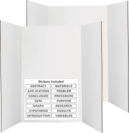 White Tri-Fold Presentation Board 28" X 40" Display Exhibition Board Lightweight and Portable with Smooth Surface Great Business presentations (Pack of 2) - by Emraw