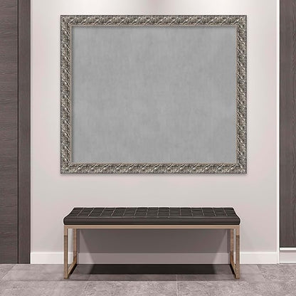 Amanti Art Silver Framed Magnetic Board 46x54 Oversize Vision Board for use with Magnets, 100% Metal Sheet to Display Items as Office Decor or for Home Organization in mudroom, Kitchen or Kids Room
