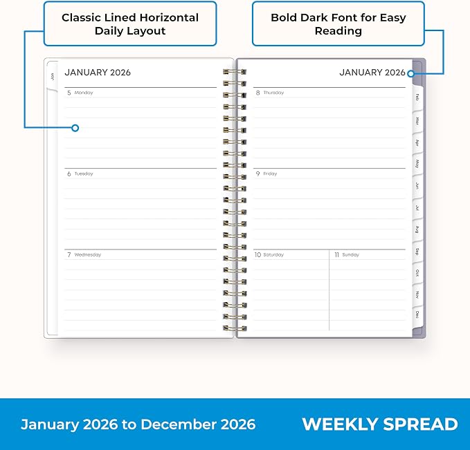 Blue Sky 2026 Weekly & Monthly Planner Calendar, 5"x8", Tula | January 2026 - December 2026, Flexible Frosted Cover, Durable Twin Wire Binding, Laminated Tabs