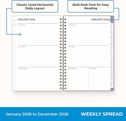 Blue Sky 2026 Weekly & Monthly Planner Calendar, 5"x8", Tula | January 2026 - December 2026, Flexible Frosted Cover, Durable Twin Wire Binding, Laminated Tabs