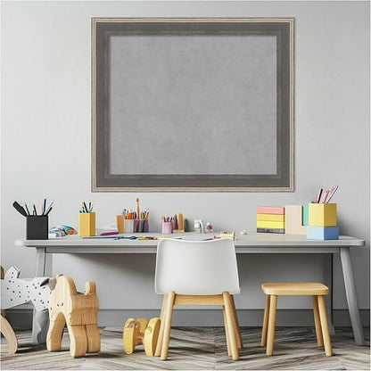 Amanti Art Grey Framed Magnetic Board 25x29 Medium Vision Board for use with Magnets, 100% Metal Sheet to Display Items as Office Decor or for Home Organization in mudroom, Kitchen or Kids Room