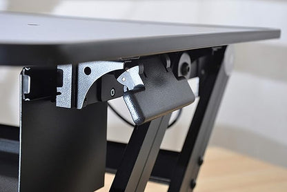 Rocelco 37.5" Deluxe Height Adjustable Standing Desk Converter with Anti Fatigue Mat BUNDLE - Quick Sit Stand Up Computer Workstation Riser - Large Retractable Keyboard Tray - Black (R DADRB-MAFM)