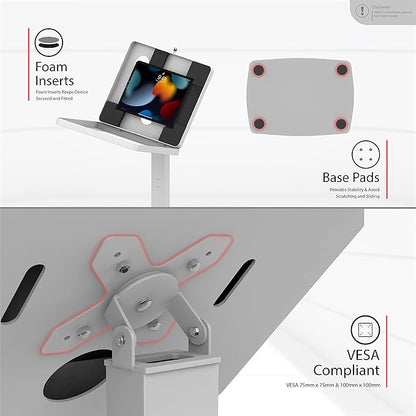 Thin Floor Stand - CTA Tall Standing 360 Degree Kiosk Display Tablet Holder - Charger Access & Lock - for iPad Pro 13-inch (M4), iPad Pro 12.9-inch, iPad Air 13-Inch (M3 / M2)