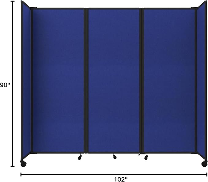 Versare Room Divider 360 Portable Wall Partition | Folding Panels | Large Freestanding Divider | Locking Wheels | Temporary Room Separator