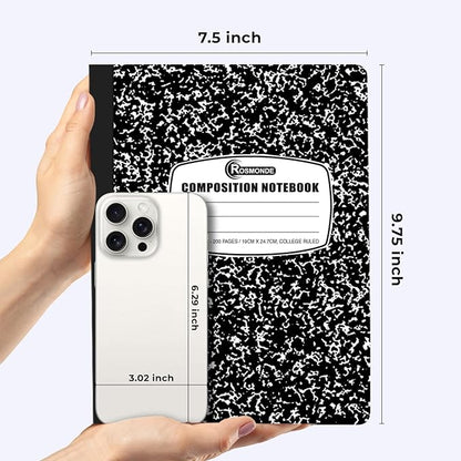 Rosmonde 5000 Pack (Pallet) Composition Notebooks Bulk, College Ruled, 200 Pages (100 Sheets), 9-3/4 x 7-1/2, Bulk Supplies for School Districts, Black Marble Notebook, 4-7 Days Transit
