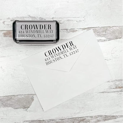 Self Inking Modern Address Stamps | Custom Return Address Stamper (Magazine Serif, Medium)