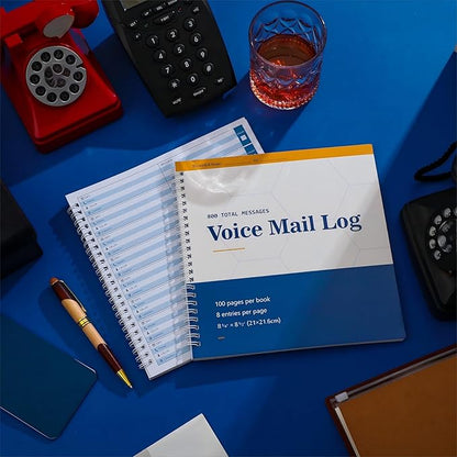 Geyee Phone Message Voice Mail Log Book 8. 27 x 8. 5 Inches Voicemail Message Pads 8 Per Page, 800 Book for Office(2 Pads)