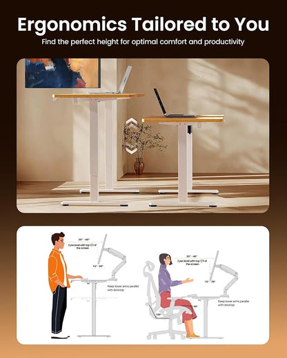 ErGear Electric Standing Desk, 44 x 24 Inches Height Adjustable Stand up Desk, Sit Stand Home Office Desk, with Two-Piece Desktop (Light Vintage Brown)