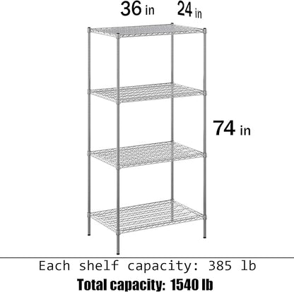 Regal Altair 24" Deep x 36" Wide x 74" Height Wire Shelving Kit | 4-Tier | NSF Commercial Storage Rack Unit