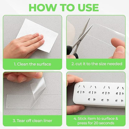 Nano Double-Sided Clear Adhesive (16.5f) Tape mounting Tape for Picture Hanging Water Proof Suitable for Rugs Washable Removeable tracelss multiuse Office and Out Door use Cinta adhesiva Doble cara