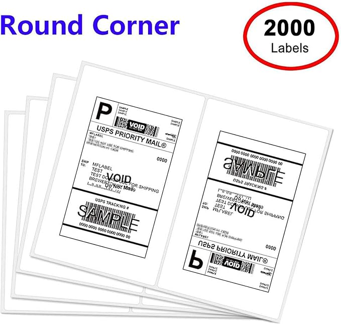 Round Corner 8.5" x 5.5" Address Labels, Half Sheet Shipping Labels, 1000 Sheets Self Adhesive Mailing Labels for Laser & Inkjet Printers