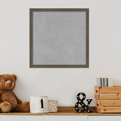 Amanti Art Grey Framed Magnetic Board 17x17 Small Vision Board for use with Magnets, 100% Metal Sheet to Display Items as Office Decor or for Home Organization in mudroom, Kitchen or Kids Room