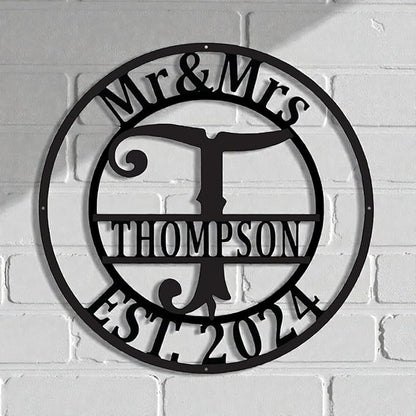 Custom Metal Signs | Personalized Monogram Name Sign | Outdoor Wall Art for Family Name | Custom Name Metal Sign, Last Name, Anniversary, Wedding Gifts for Women, Wife, Parents, couple (Design 6)