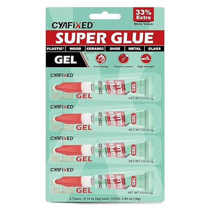 Super Glue Gel Pro, Clear Four 4 Gram Superglue, All Purpose CA Glue for Wood Plastic Craft Metal, Instant Cyanoacrylate Adhesive Repair Ceramic Glass Furniture Leather, Single Use, Quick Dry