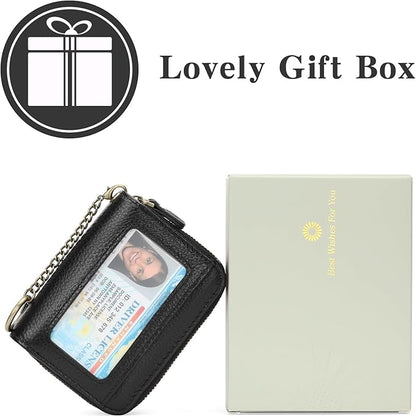 GOIACII Small Genuine Leather Wallet for Women, RFID Blocking Credit Card Holder Wallet