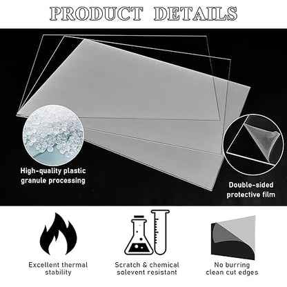 Roowest 2 Pcs 18 x 36 Inch, 1/4 Inch Thick Clear Acrylic Plexiglass Sheets Transparent Plastic Panels Sheets Cut to Size Cast Acrylic Board Panel with Protective Film for Craft DIY Project Sign Frame