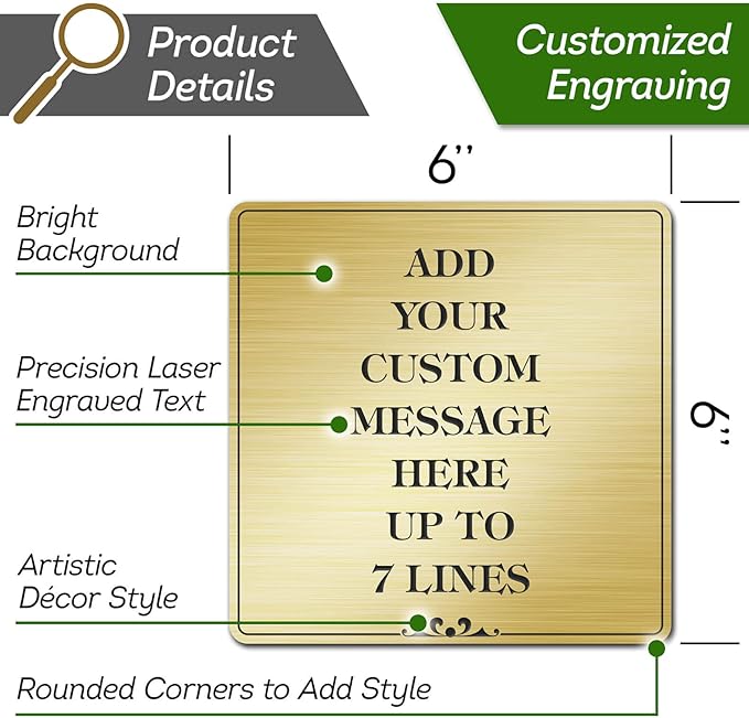 Custom Sign, Office Sign, Business/Office Name Plates for Doors/Wall, Indoor/Outdoor, 6x6 inch, 18 Colors, (Prestige) Made in USA by My Sign Center