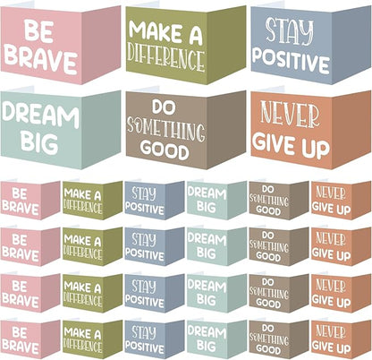 Honoson 24 Pcs Bulk Inspirational Privacy Folders for Students Cardboard Test Privacy Boards Motivational Words Desk Dividers Shield for Classroom School Study Supplies, 6 Styles (Boho)