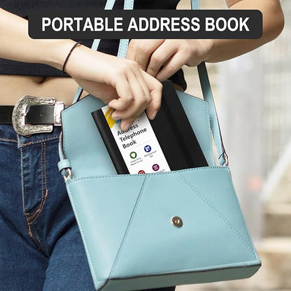 Address Book with Alphabetical Tabs, Portable Address Telephone Book, Hardcover Address Organizer and Password Keeper - Record Contacts, Anniversaries, Birthdays 6.1x4.7" – Black