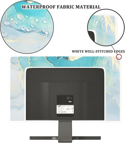 Baocicco Blue Green Marble TV Display Screen Cover 70 Inch Creative Anti-Static Dustproof Monitor Accessories Laptop LCD Cover Modern Screen Television Decoration for LED LCD OLED TVs