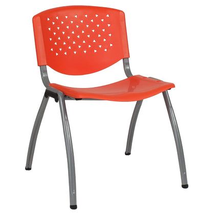 5 Pack 880 lb. Capacity Orange Plastic Stack Chair | Comfortable Seating with Durable Design