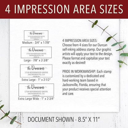 The Duncans Personalized Self-Inking Address Stamp | Envelope Return Address Stamp for Couples and Families | Custom Rubber Address Stamp (2, Large)
